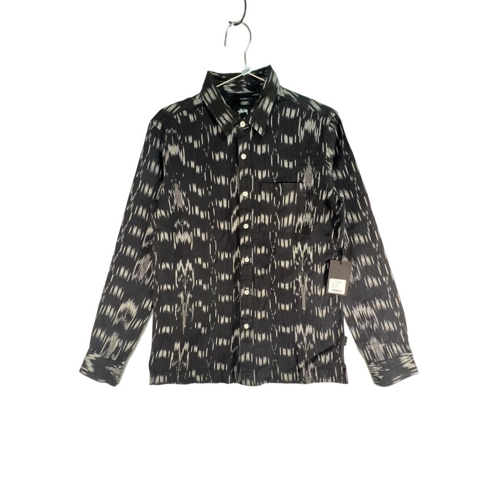 NWT Stussy Ethnic Woven Black Button Up L/S Shirt Size: S Dead Stock Retail $75.